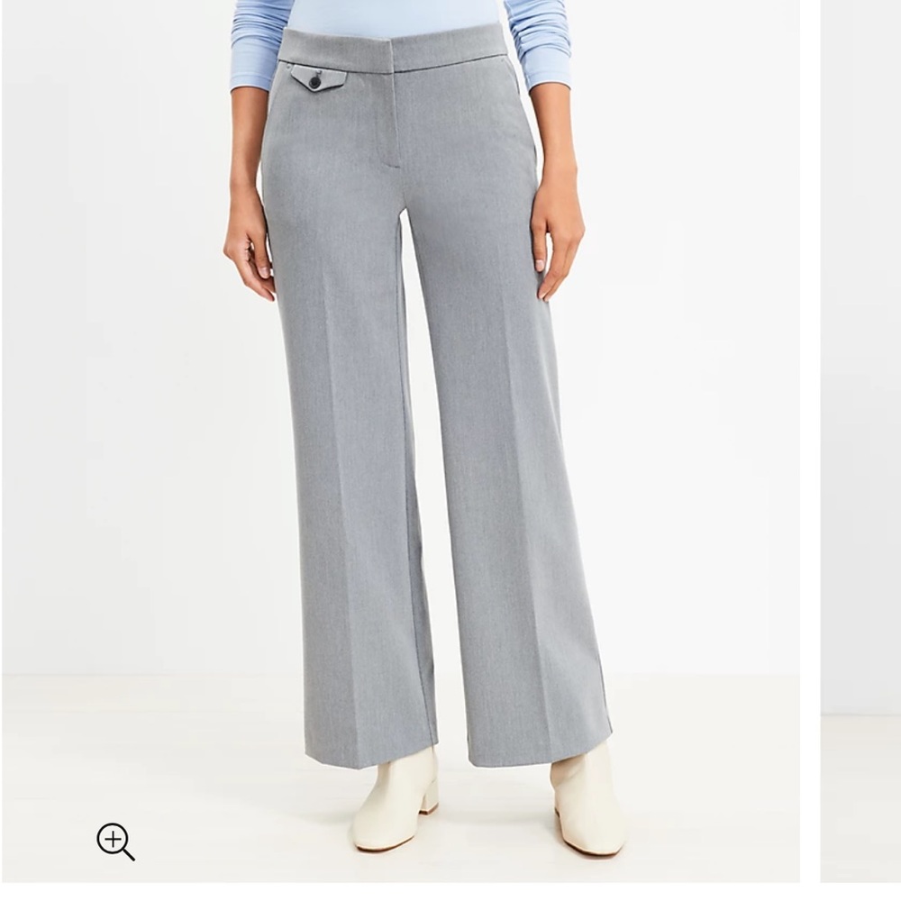 LOFT Button Pocket Wide Leg Trouser Women’s 8 NWT Gray